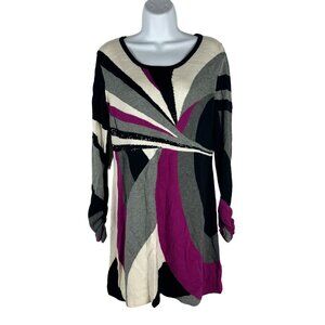 Alfani Women's XS Abstract Pattern Cotton Tunic Sweater Dress